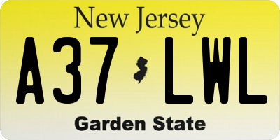 NJ license plate A37LWL