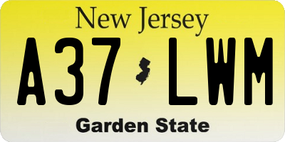 NJ license plate A37LWM