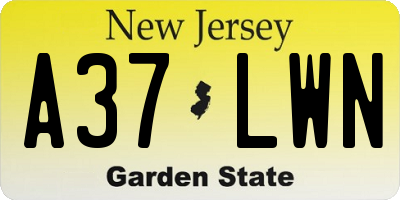 NJ license plate A37LWN