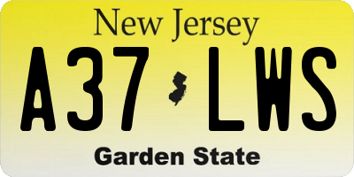 NJ license plate A37LWS
