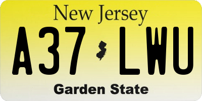 NJ license plate A37LWU
