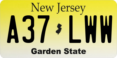 NJ license plate A37LWW