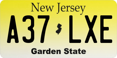 NJ license plate A37LXE