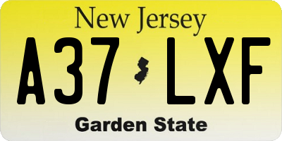 NJ license plate A37LXF