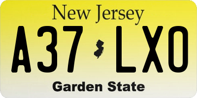 NJ license plate A37LXO