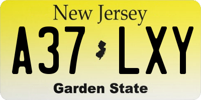 NJ license plate A37LXY