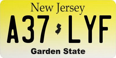NJ license plate A37LYF