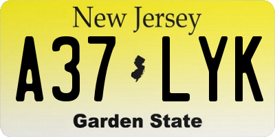 NJ license plate A37LYK