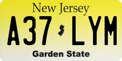 NJ license plate A37LYM