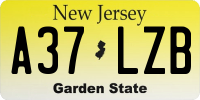 NJ license plate A37LZB