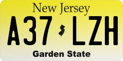NJ license plate A37LZH