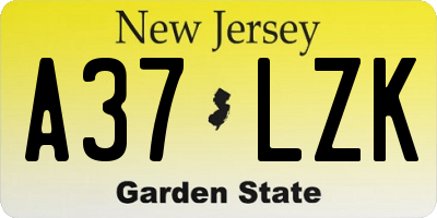NJ license plate A37LZK