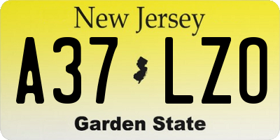 NJ license plate A37LZO