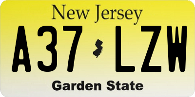 NJ license plate A37LZW