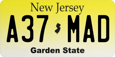 NJ license plate A37MAD