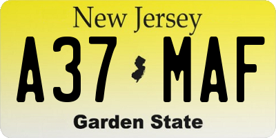 NJ license plate A37MAF