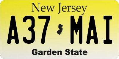 NJ license plate A37MAI