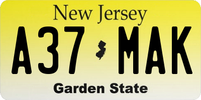 NJ license plate A37MAK