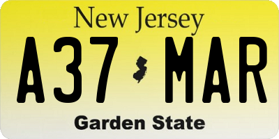 NJ license plate A37MAR