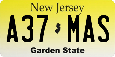 NJ license plate A37MAS