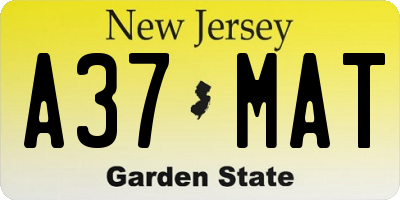 NJ license plate A37MAT