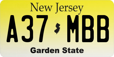 NJ license plate A37MBB