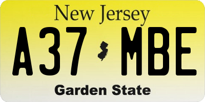 NJ license plate A37MBE