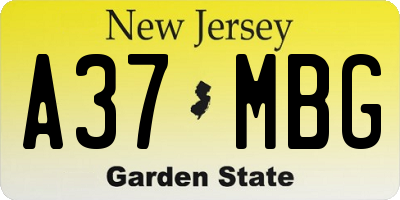 NJ license plate A37MBG