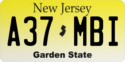 NJ license plate A37MBI