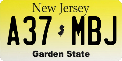 NJ license plate A37MBJ