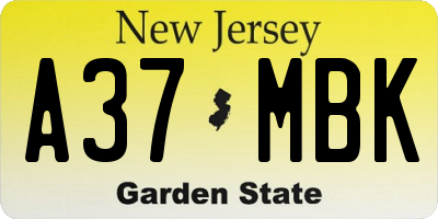 NJ license plate A37MBK