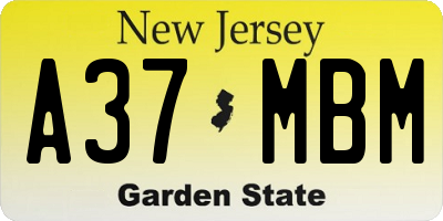 NJ license plate A37MBM
