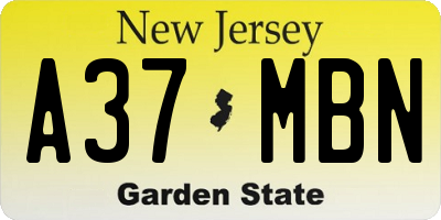 NJ license plate A37MBN