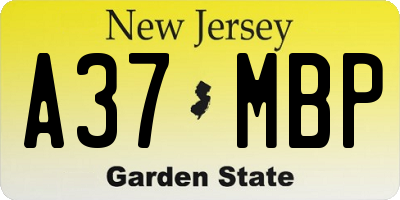 NJ license plate A37MBP