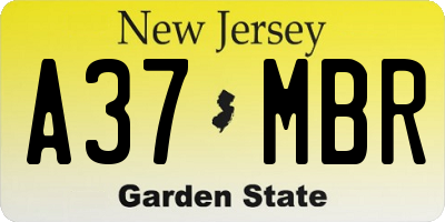 NJ license plate A37MBR