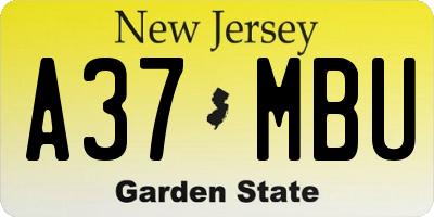 NJ license plate A37MBU