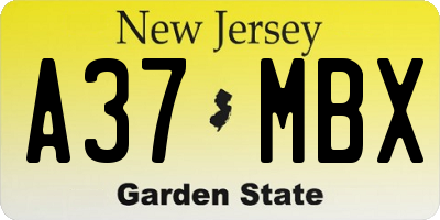 NJ license plate A37MBX