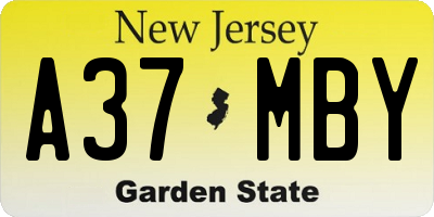 NJ license plate A37MBY