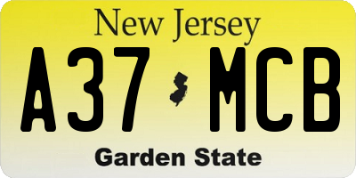 NJ license plate A37MCB