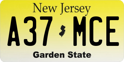 NJ license plate A37MCE