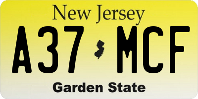 NJ license plate A37MCF
