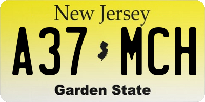 NJ license plate A37MCH