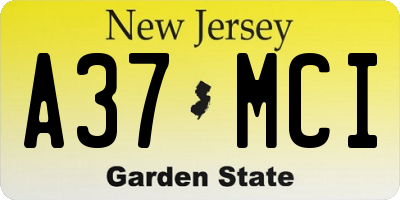 NJ license plate A37MCI