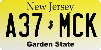 NJ license plate A37MCK