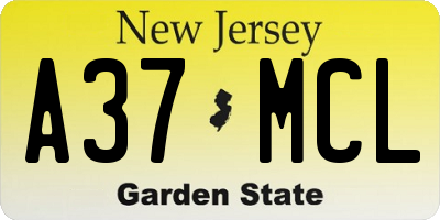 NJ license plate A37MCL