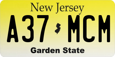 NJ license plate A37MCM