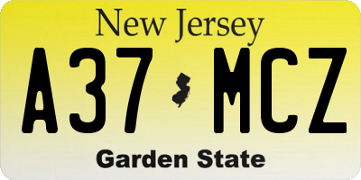 NJ license plate A37MCZ