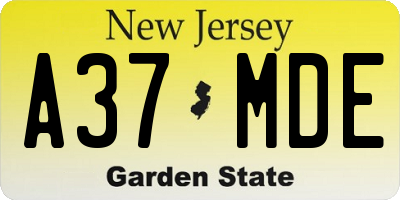 NJ license plate A37MDE