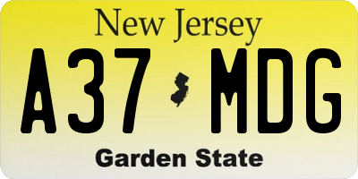 NJ license plate A37MDG