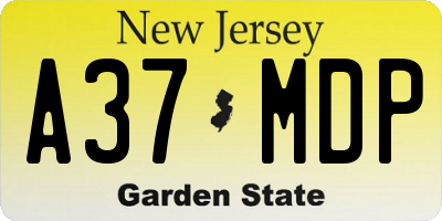 NJ license plate A37MDP